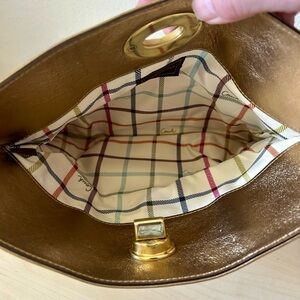 Coach Rare Leather Clutch with Tattersall Lining and Kisslock